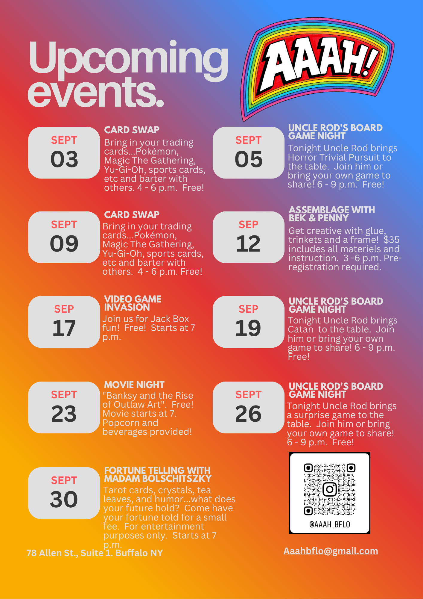 Upcoming AAAH events